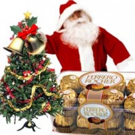 Xmas Tree, Santa And Chocolates: Cake Delivery To India