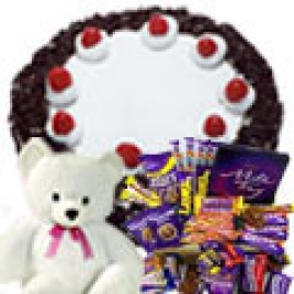 Black forest Cake with Cadbury Chocolate lush and cute Teddy 
